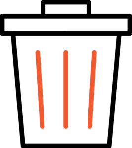 trash can with stripes icon