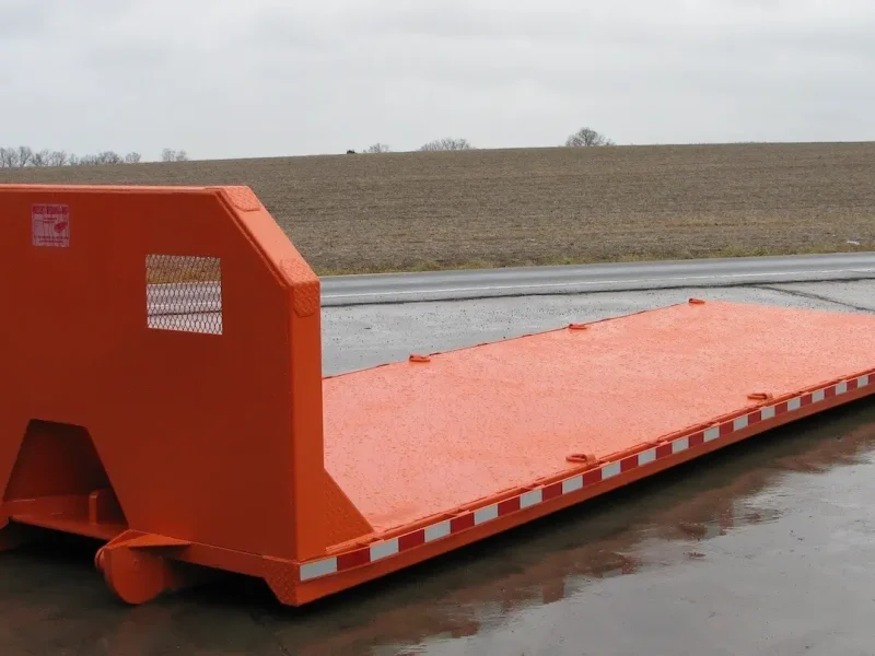 Orange Flatbed rolloff