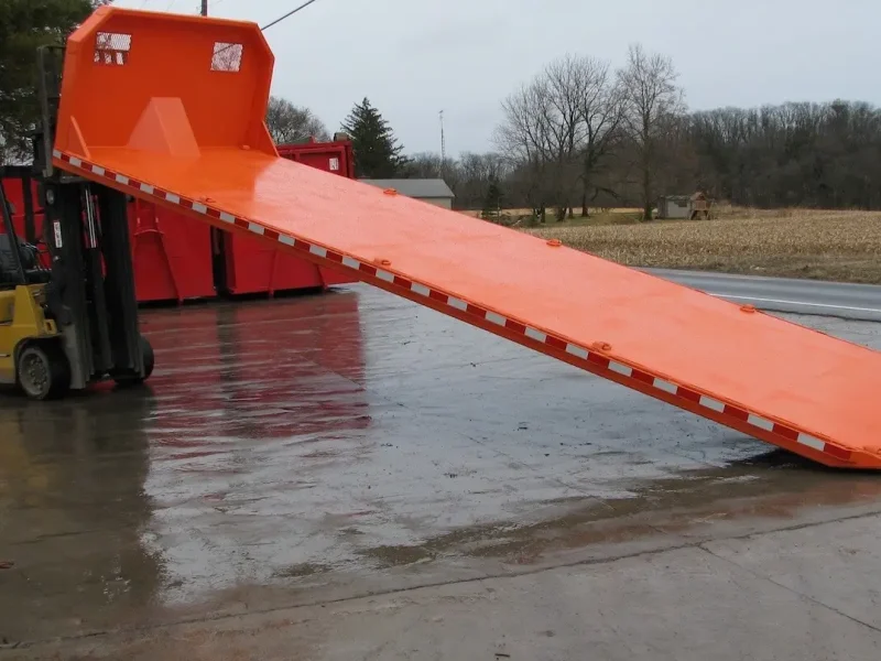 Orange Flatbed rolloff